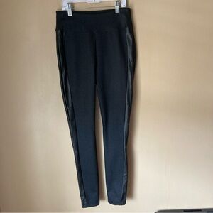 Rewash High Rise Black Plaid w/Faux Leather Side Stripes Leggings